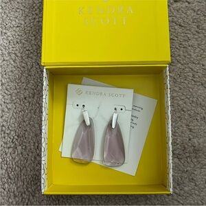 New in box Kendra Scott Maize earrings in silver with purple glass